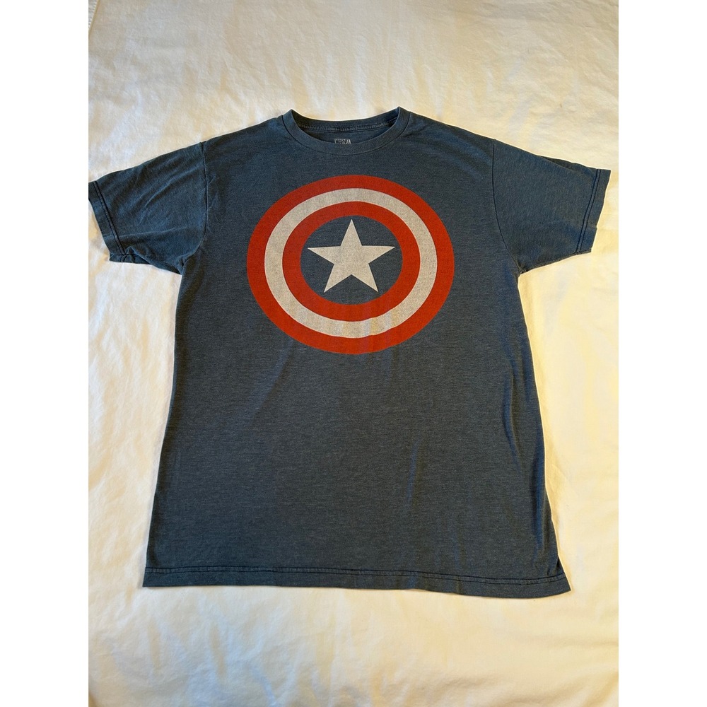 Marvel Comics Mens Captain America Shield Graphic T-Shirt Blue Size M
